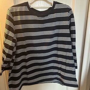 L.L. Bean Navy and White Striped Long Sleeve Tee